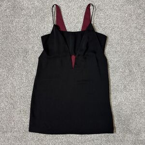 Forever 21 Contemporary Dress Womens Small Black Burgundy V Neck Mini Babydoll